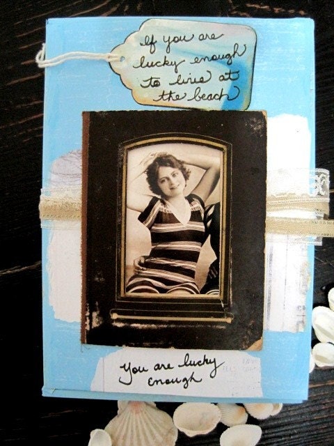 Mixed Media Art  Cigar Box Assemblage, If Your Are Lucky Enough