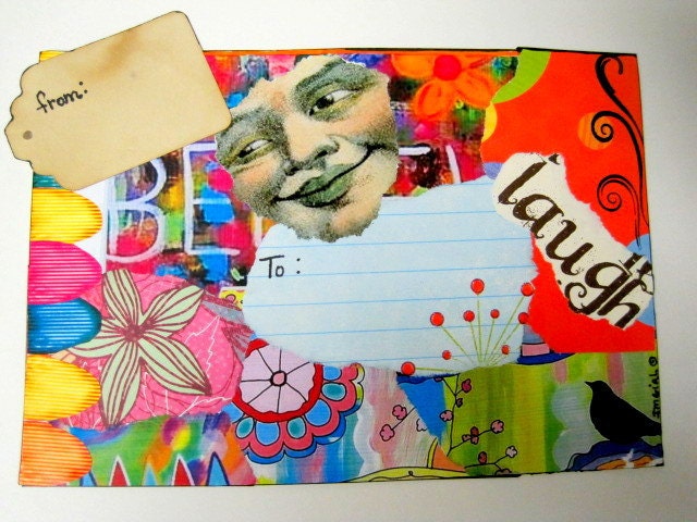 Art Mailing Package Adhesive Address Label LAUGH No.9