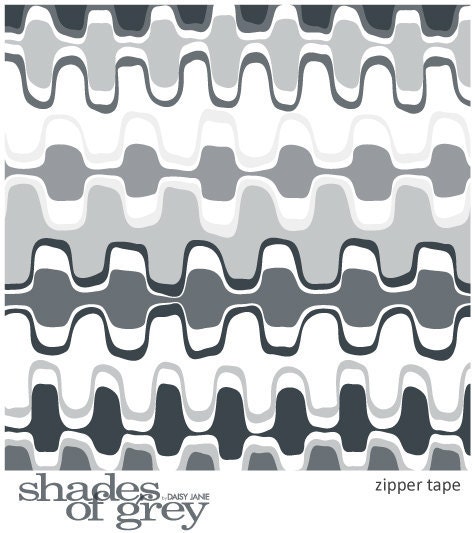 SALE Daisy Janie Organic Cotton Fabric SHADES of GREY  zipper tape - half yard  low shipping