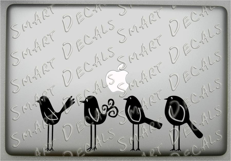 4 Funky Birds Small Macbook Laptop Vinyl Decal Sticker