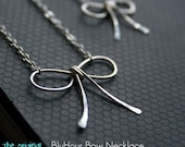 SILVER BOW NECKLACE -- sterling silver bow - bowtie