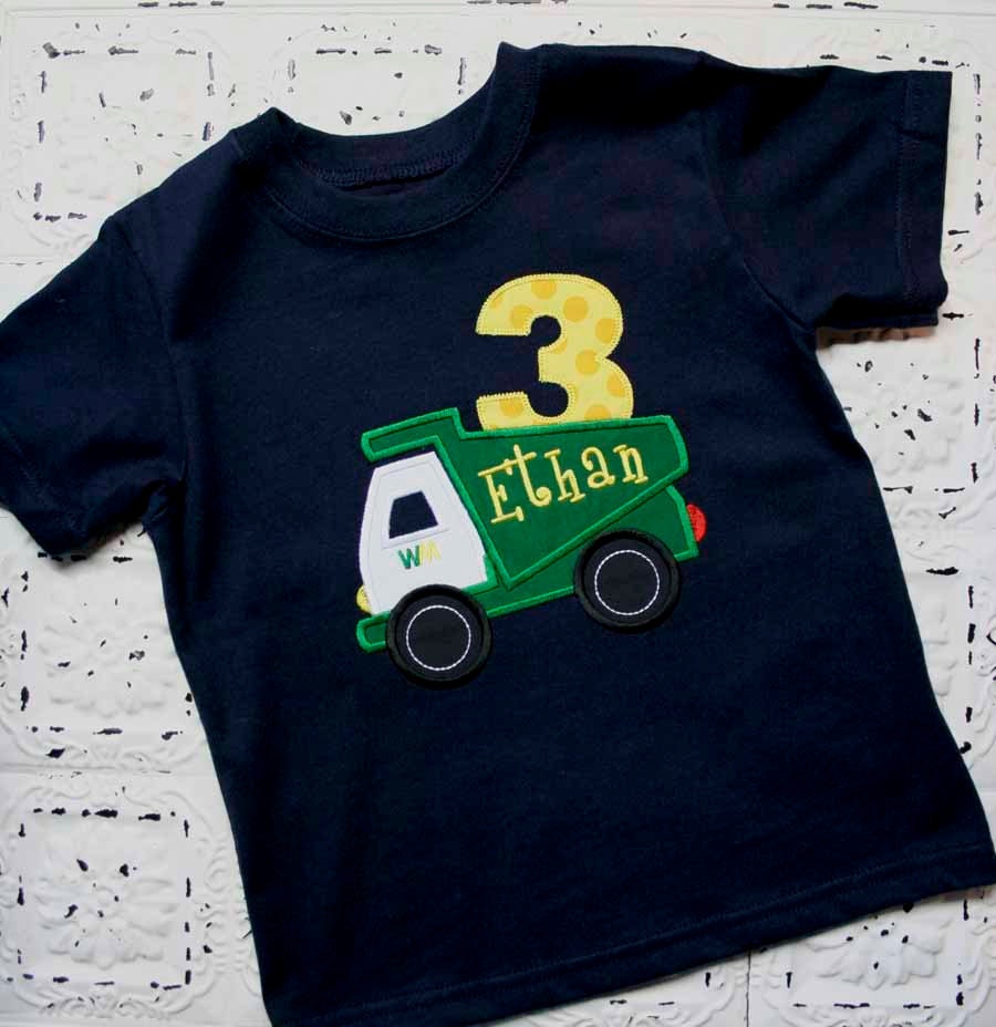 BEEP BEEP Custom Garbage Truck Applique Birthday Shirt-First Birthday, Second Birthday, Third Birthday number or Initials, Monogrammed