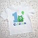 M2M Little Green Monster Birthday Shirt- FREE PERSONALIZATION-Your Choice of Letters or Numbers