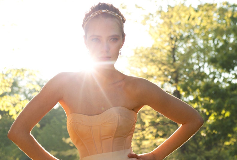 Strapless Corseted Wedding Gown, "Collette-Rose", ball gown, Blush Silks, Modern Princess, Mix and Match Customizable