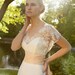 Chantilly Lace and Silk Crepe Bias Wedding Gown, "Sophie-Grace", V neck with Low Cowl back, Kimono Sleeve, Blush Sash, customizable