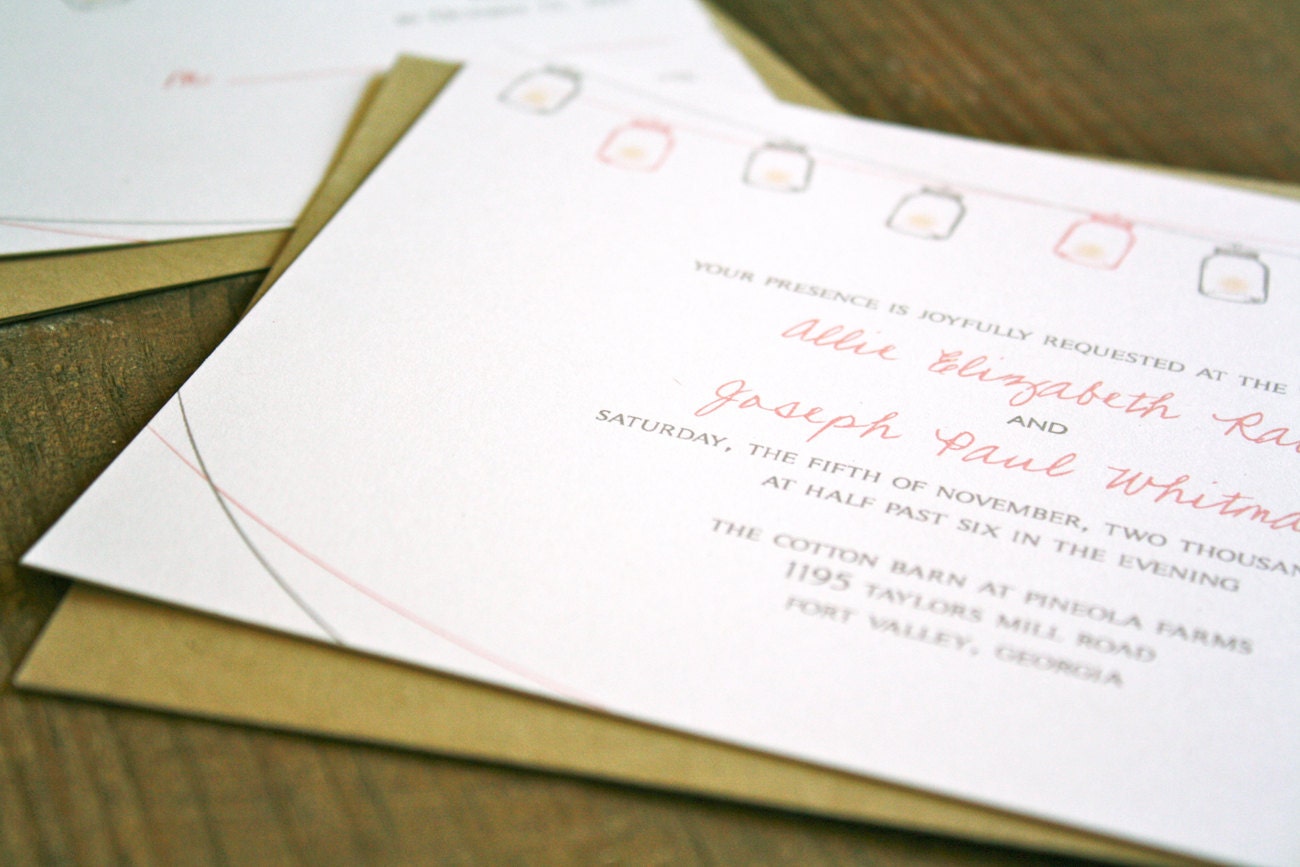 Rustic Wedding Invitation Mason Jars Sample
