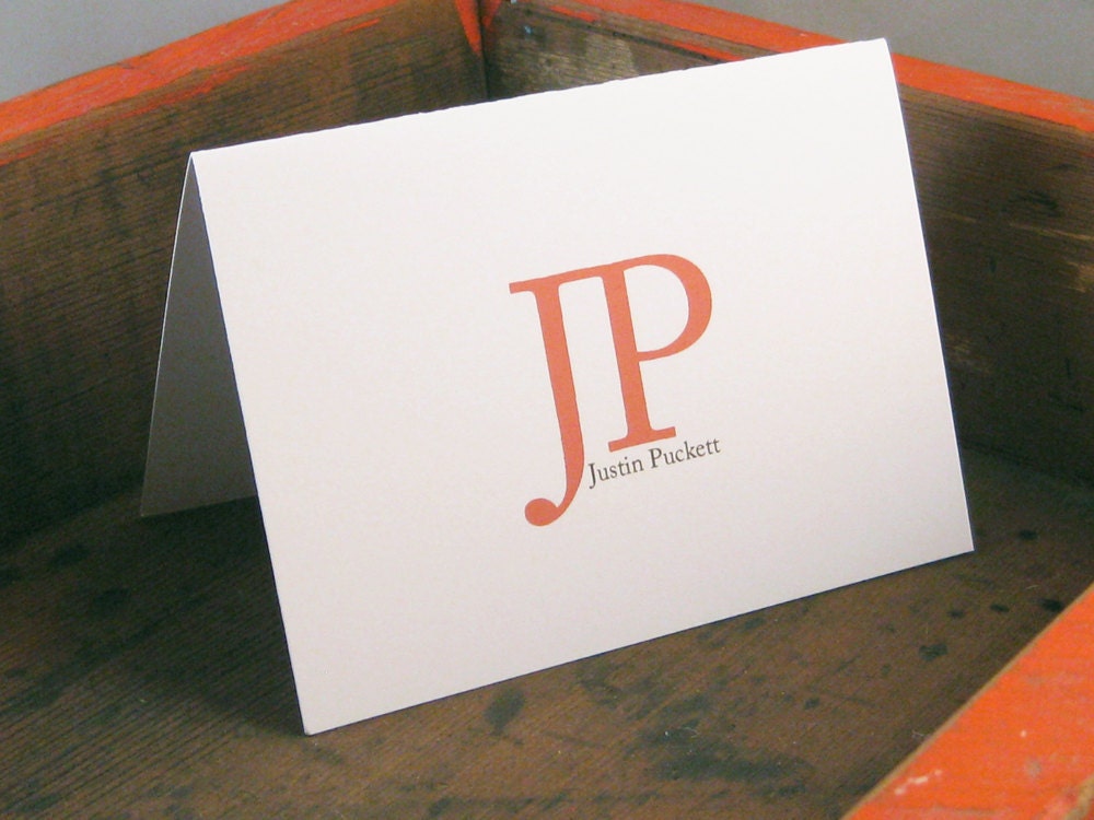 Big Initials Personalized Stationary - Mens Stationery Set of 12