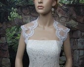 Ivory sleeveless bridal alencon lace wedding bolero jacket