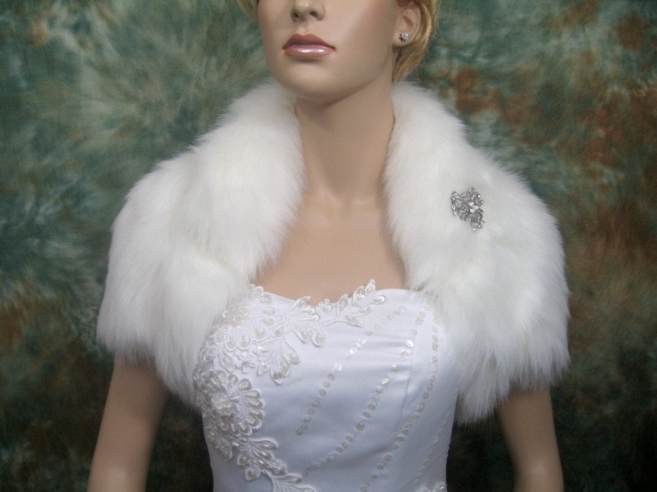 Ivory faux fur bolero faux fur shrug Wedding bolero wedding jacket bridal bolero bridal jacket wedding shrug wedding jacket FB003-Ivory