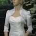 White 3/4 sleeve satin wedding bolero jacket shrug