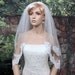 2 tier bridal wedding veil elbow alencon lace trim - available in ivory and pure white