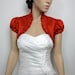 Red short sleeve satin wedding bolero jacket shrug