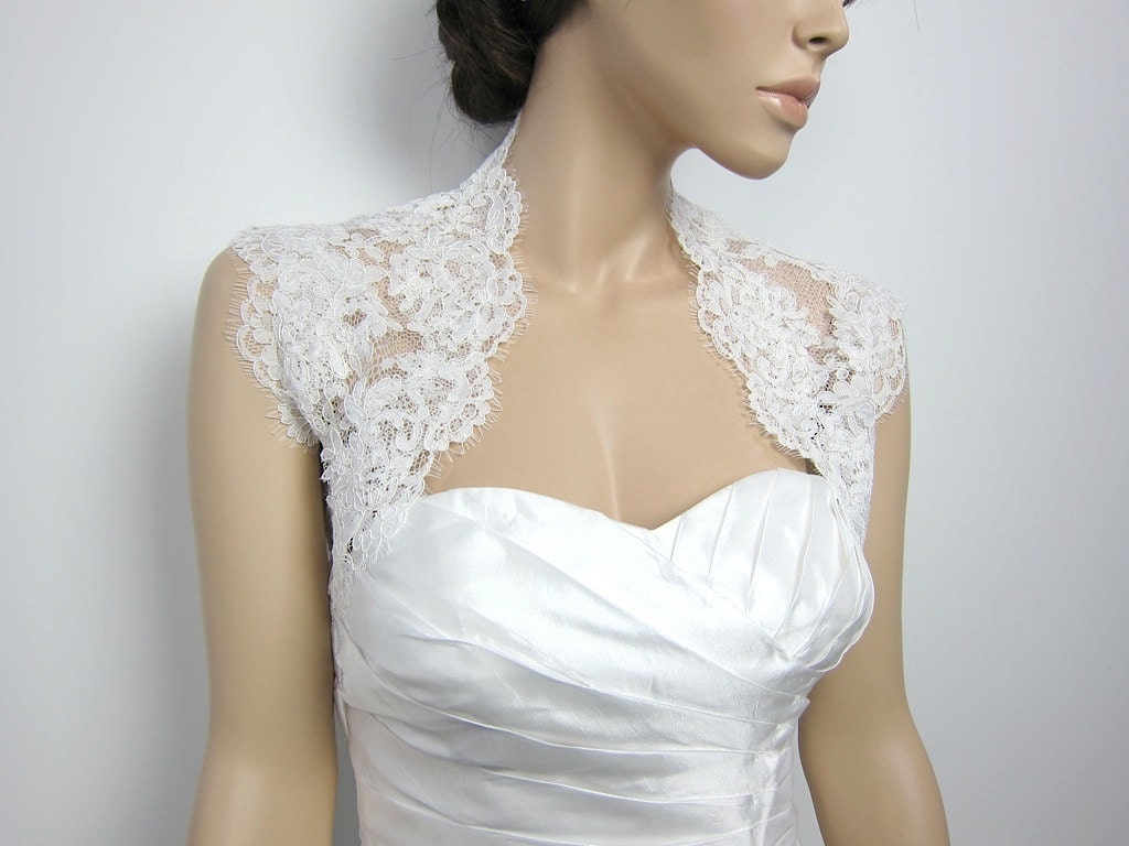 Ivory sleeveless bridal bolero bridal jacket bridal shrug alencon lace bolero jacket wedding bolero wedding jacket wedding shrug
