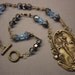 FREE SHIP, Victorian, Fantasy, Retro, Fall, Autumn, Antique Brass, Filigree, Blue, Fairy Necklace