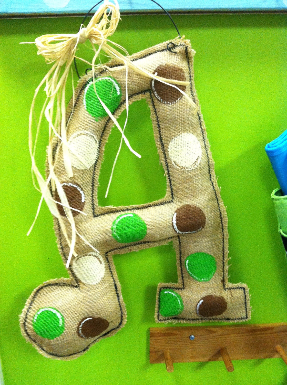 Small Burlap Initial Monogram Door Hanger