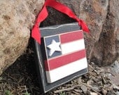HANGING FLAG with ribbon for July 4th, wall, door hanger, and americana home decor