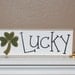 White LUCKY BLOCK With CLOVER for St. Patricks day and home decor
