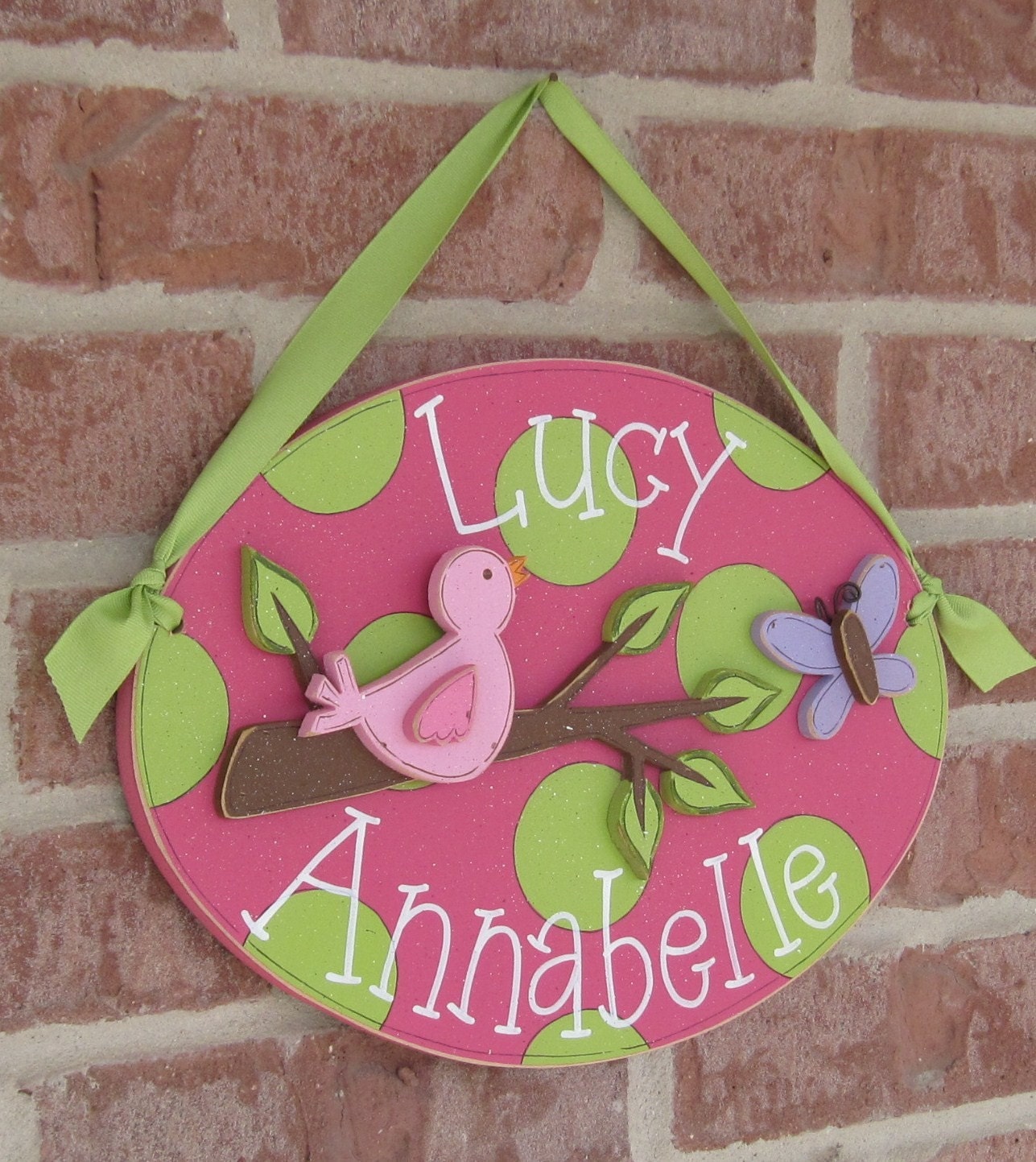 Custom Personalized Name or Word Oval Sign with bird, owl butterfly for children, home, desk, shelf, decor