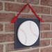 Large 10 inch HANGING BASEBALL with red ribbon for boy, wall, door hanger, and bedroom home decor