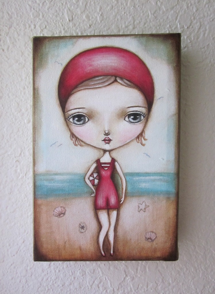 Original Acrylic Painting on Canvas-Bathing Beauty