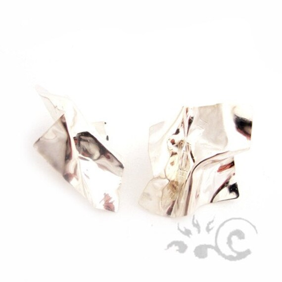 Origraphy screwed up silver sheet Earrings