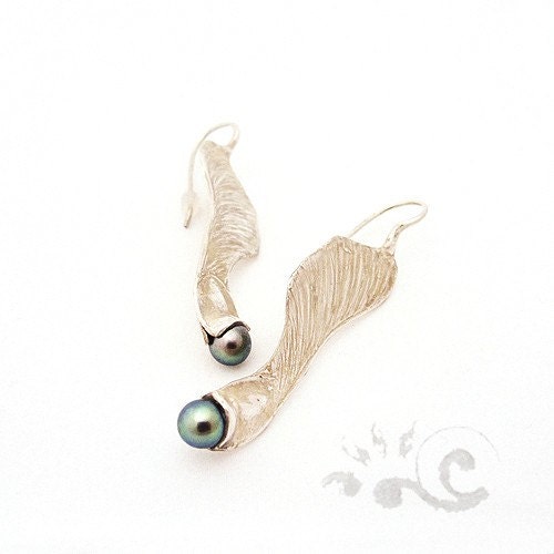 Earrings Samara maple fruit Argentium