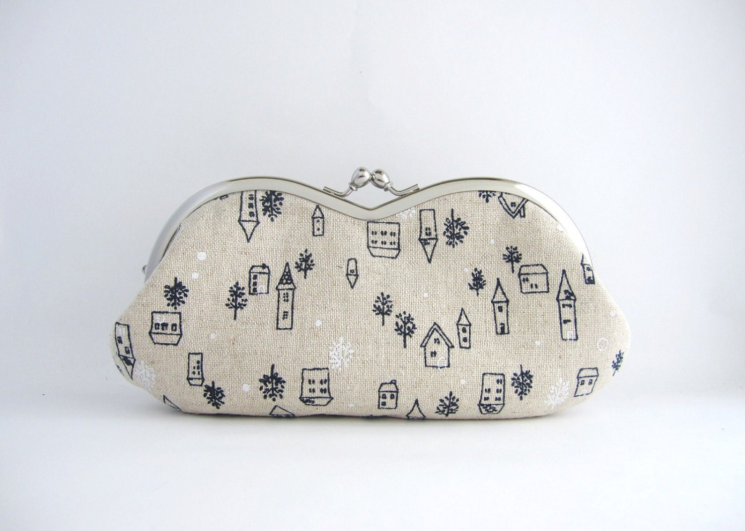 Sunglass/ Eyeglass Case -houses on beige