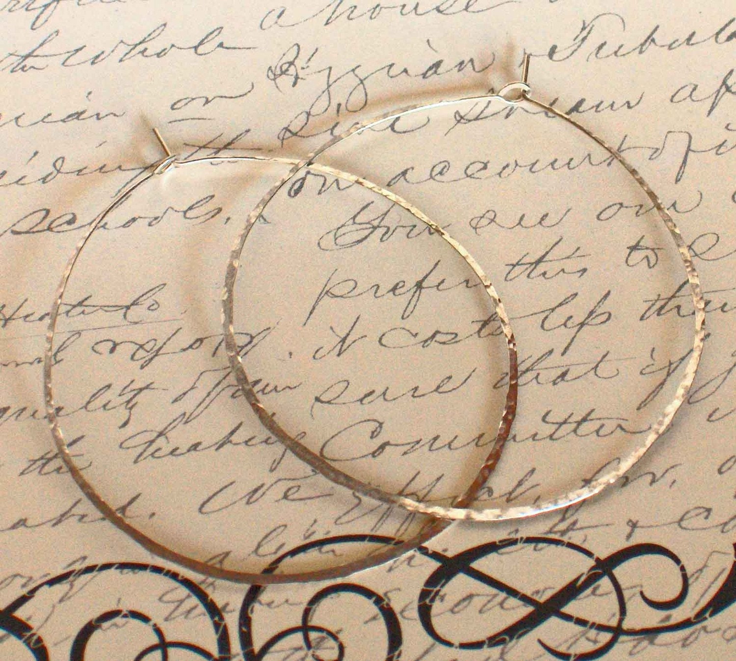 2 Inch Delicate Sterling Silver Hoops - Eco FriendlySterling Silver - Hammered Delicate Hoop Earrings - Made to Order