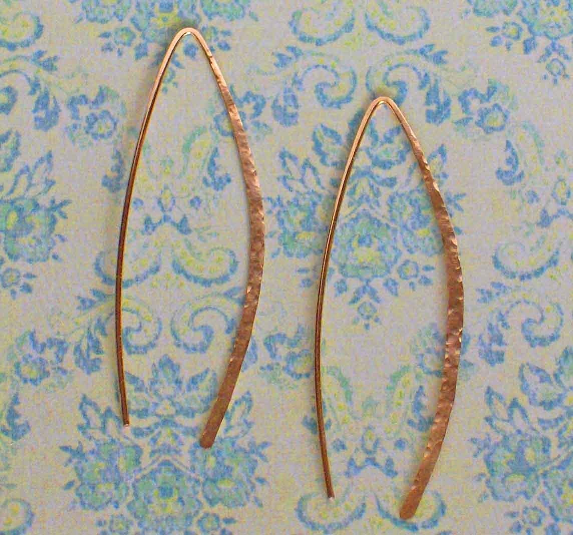 Delicate 2 inch Gold Hoops, Gold Open Hoop Earrings, Wishbone Gold Hammered Hoop Earrings - Made to Order