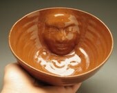 Ceramic Buddha Face Bowl Sculpture Serving Art Pottery