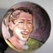 Ceramic Bowl Crooked Smile Art Original Figure Painting Majolica Glaze Happy Face
