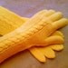 Extra Long Armwarmers-Five Finger Cable Knit Merino wool Colden Poppy  Yellow Gloves