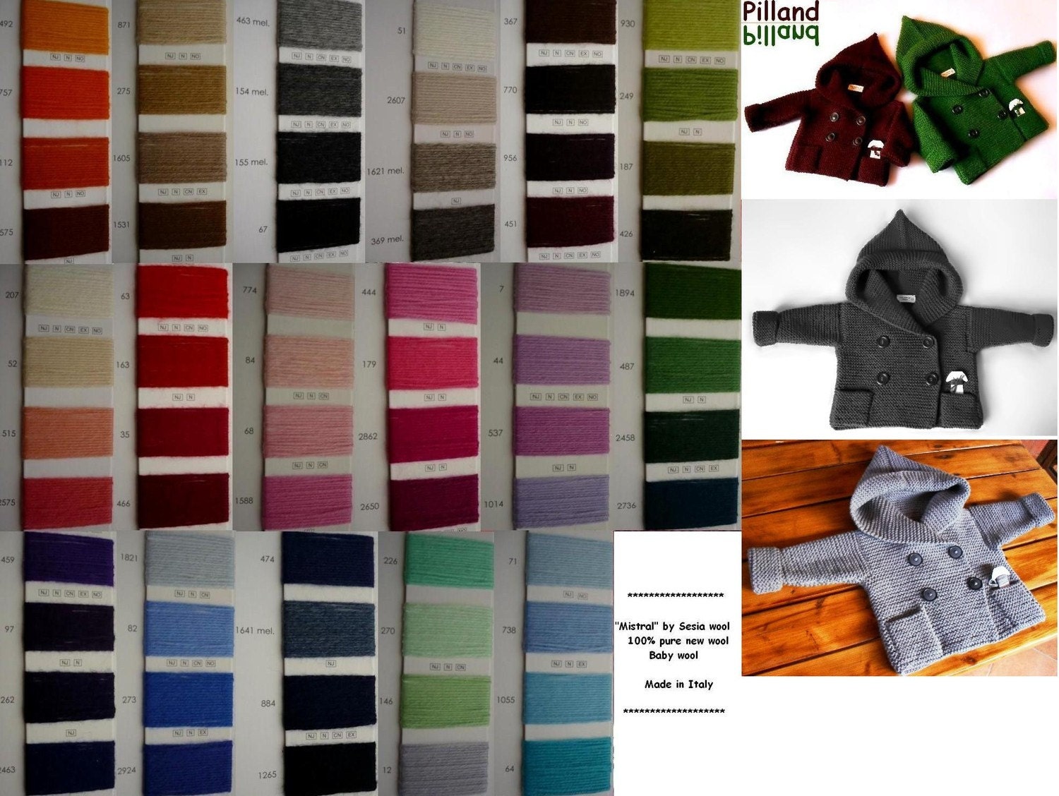 Hand Knit-Duffel Coat for Baby- Light Grey - Pure Wool or Cotton- Sizes untill 4 years