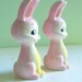 Pink Bunny Rabbits Salt and Pepper Shakers Kitschy Kitsch Cute Ceramic Vintage