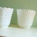 Vintage Hobnail Milk Glass Pair of Bowls Vases Matching