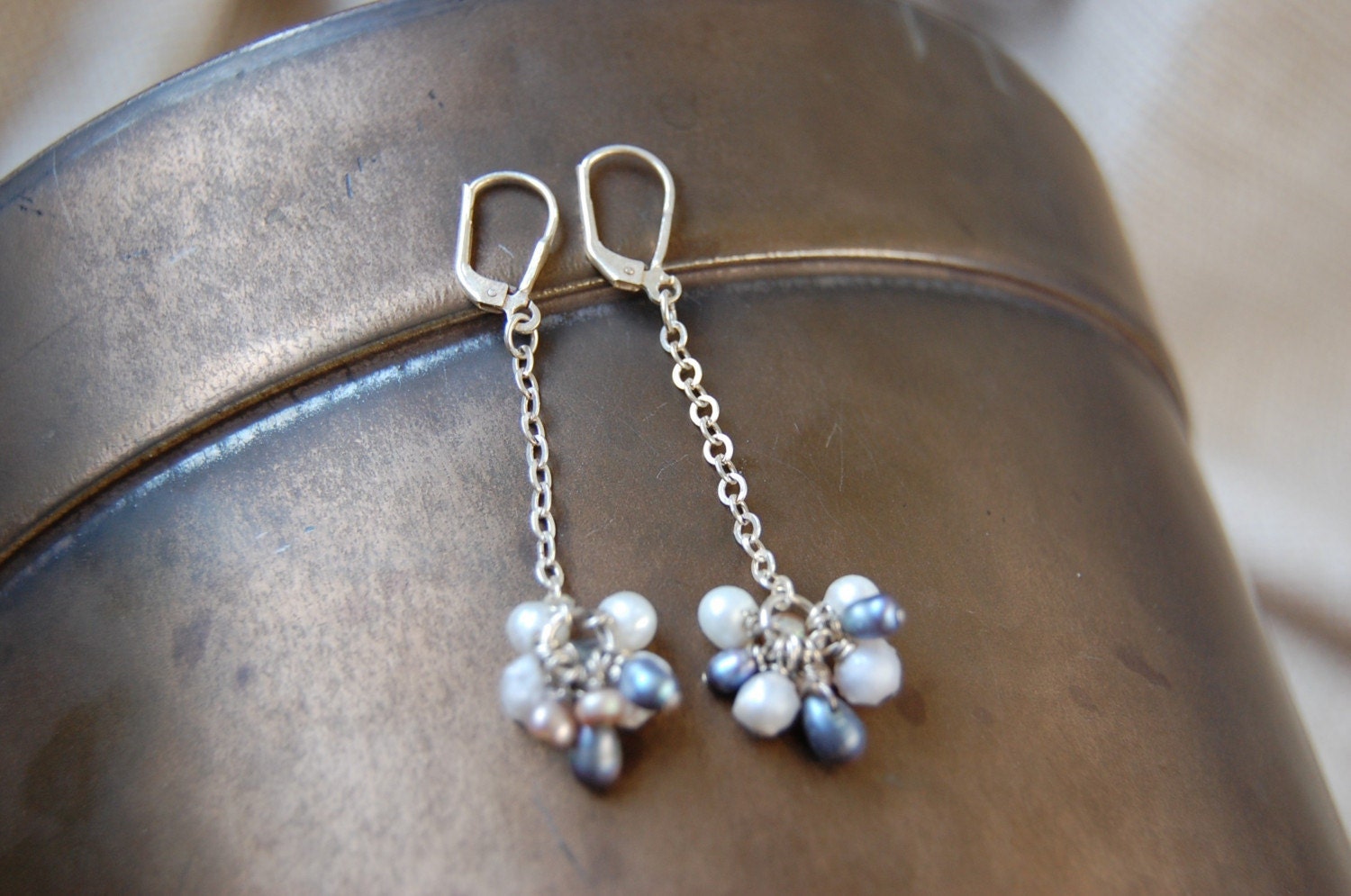 multi-pearl drop earrings