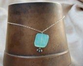 blue chalcedony necklace with pearl fringe