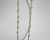 chain link pearl and fringe earrings