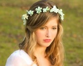 wedding accessories, bridal flower crown, wedding headpiece, headband, head wreath in seafoam, hair accessories, bridal, flower girl