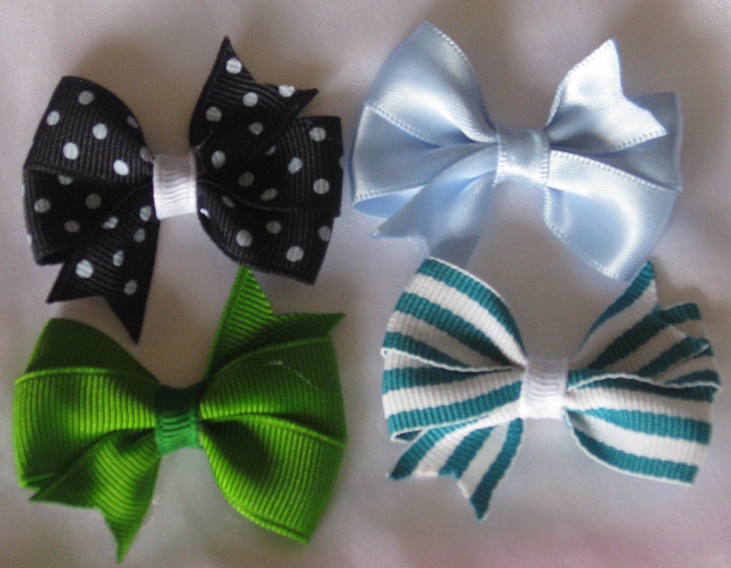 Custom Set of Four 2 inch Pinwheel Style Hairbows (double loop) Choose From Over 60 Ribbon Options