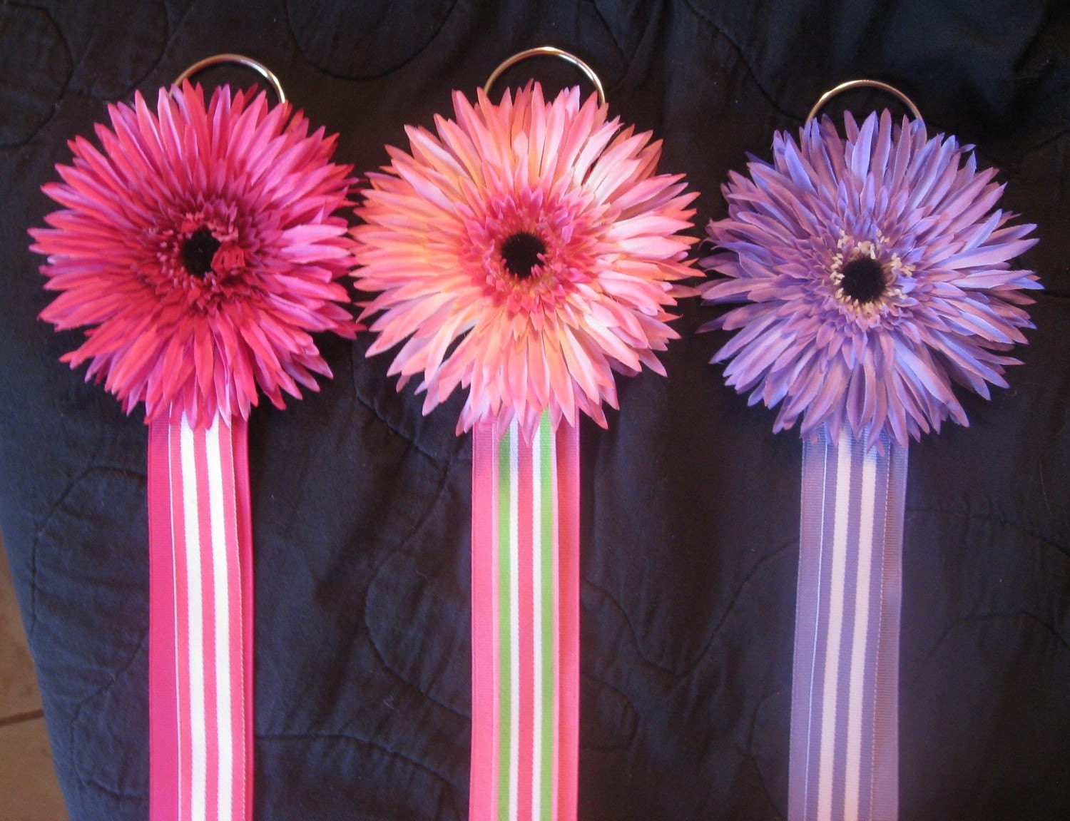 Flower Bow Holder CHOOSE from Hot Pink, Light Pink, or Purple INCLUDES removable Flower Hair Clippie