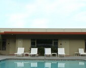 Summer Swim Pool  Mid Century Modern Architectural Landscape 11x14 OR 10x10