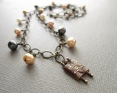Reserved Torah scroll Star of David Pearl Jewish Necklace