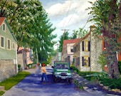 Cityscape Painting - Elsah Illinois - 24 X 30 Oil en plein air