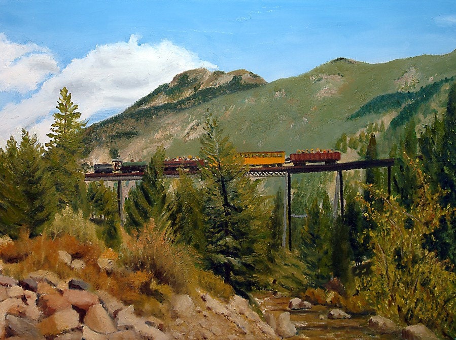 Landscape Painting - Georgetown Colorado Railroad - 18 X 24 Oil