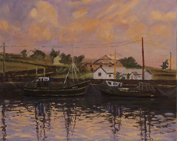 Landscape Painting Print - Commercial Boats in Clifden Ireland - 11 X 14 Giclée Print used on "Prime Suspect"