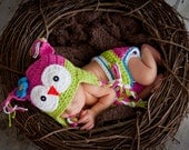 Beautiful OWL hat and Diaper Cover Photography Prop