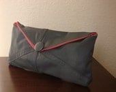 Grey and Pink Leather Clutch