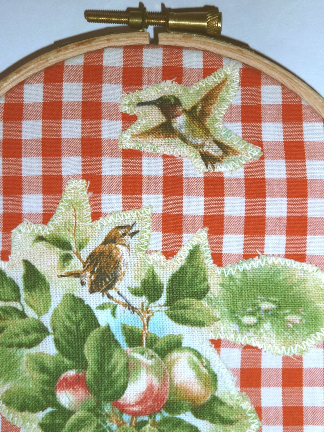 Birds in Apple Tree applique wall art hoop