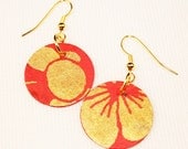 Red Lotus Flower Earrings